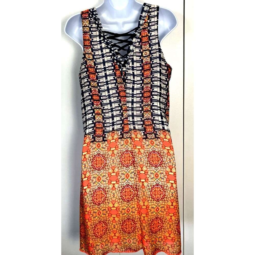 My Michelle V Neck Sleeveless Lined Boho Dress Size L - Picture 8 of 8